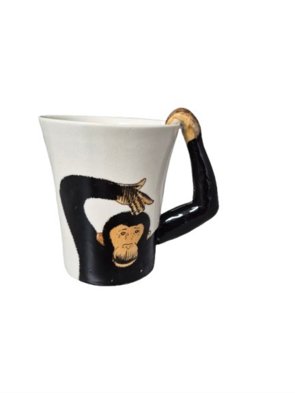 Pier 1 Imports 3D Hand Painted Stoneware Chimpanzee Monkey Coffee Tea Mug Cup